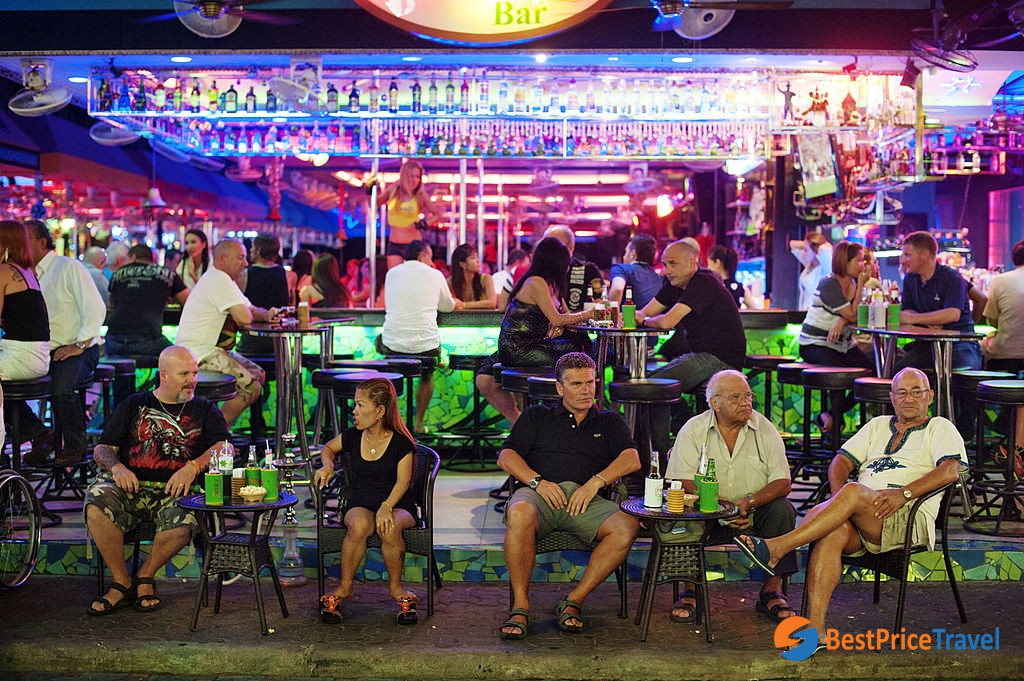 In front of a bar at Pattaya walking street
