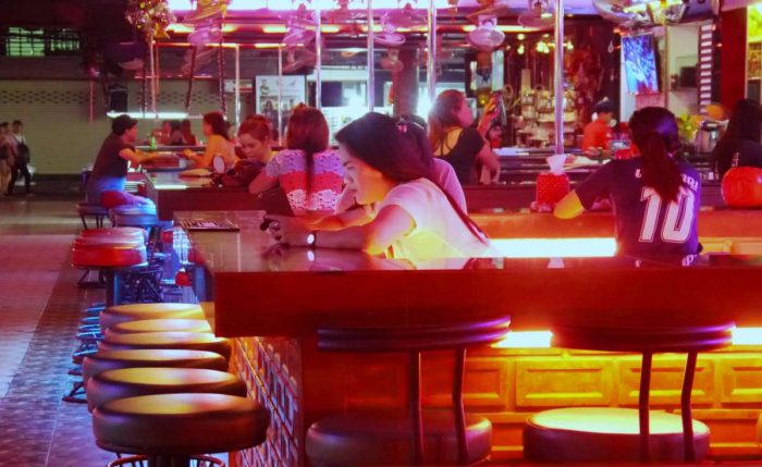 Girls working at a beer bar on Walking Street, Pattaya, Thailand