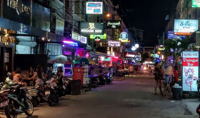 view of Soi Chaiyapoon in Pattaya at night