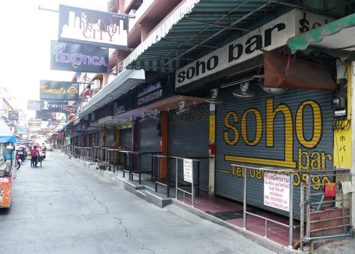 Shuttered bars on Soi 6, Pattaya, during coronavirus pandemic