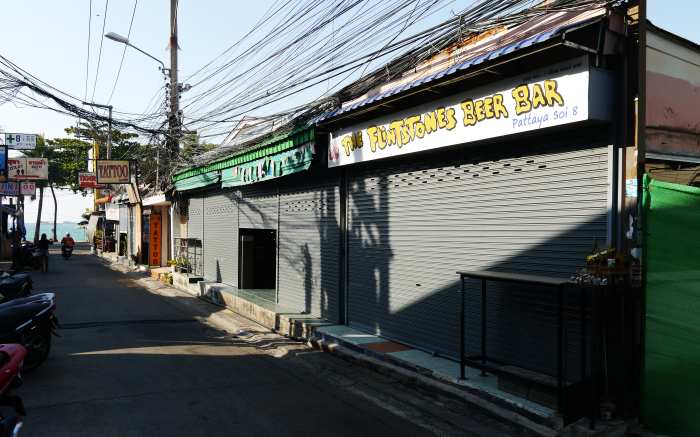 Shuttered beer bars on Soi 8, Pattaya, thailand 