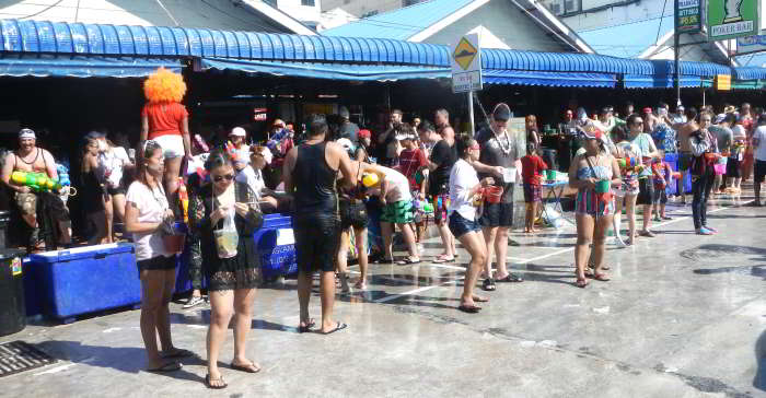 Celebrating Songkran on Beach Road, Pattaya Thailand