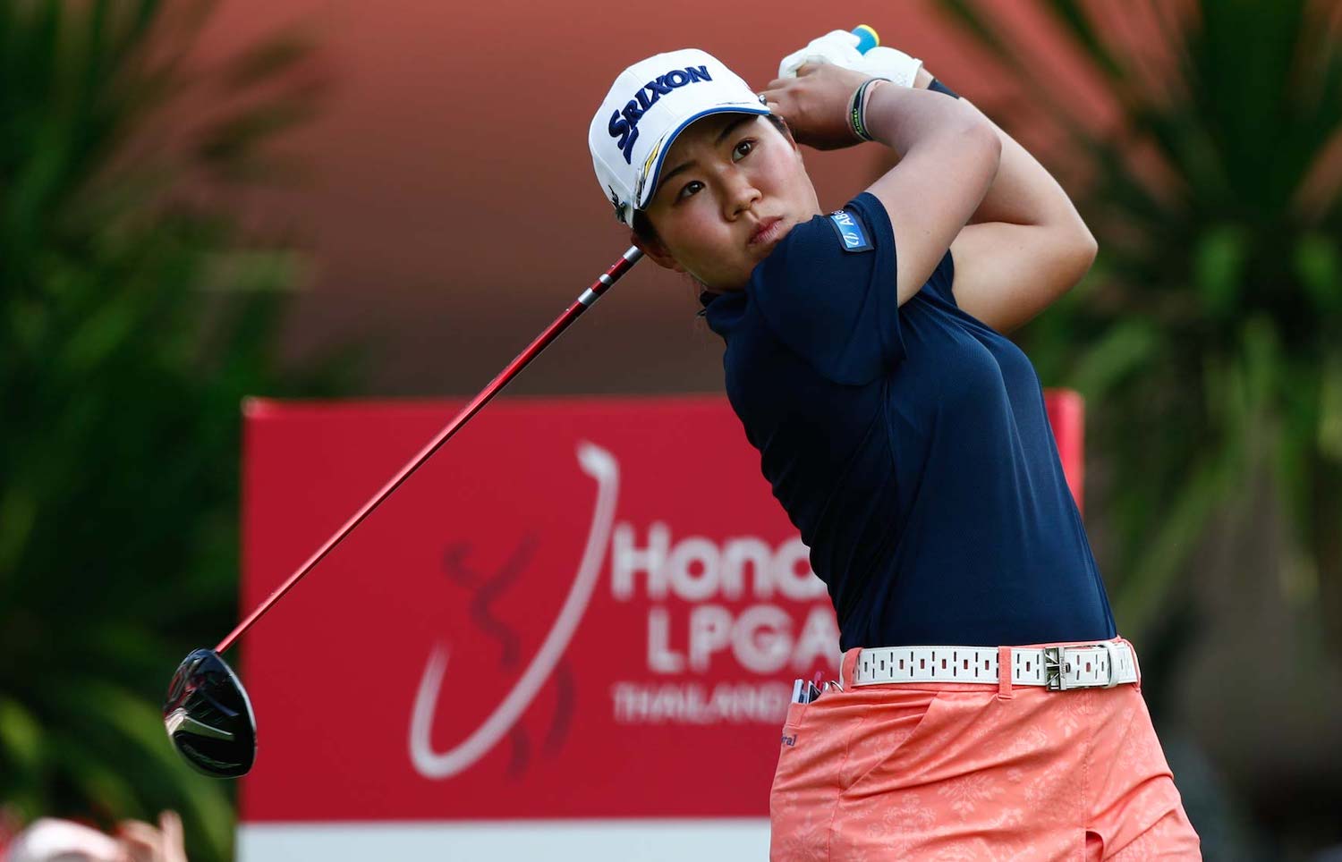 Nasa Hataoka of Japan tees off on the second day of the Honda LPGA Thailand tournament at Siam Country Club on Friday. (Photo: 2022 Getty Images for LPGA)